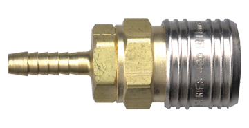 1/4 x 3/8" Steel Industrial Pneumatic Q/D Coupler - Hose Barb  QD-INDMC4-6H