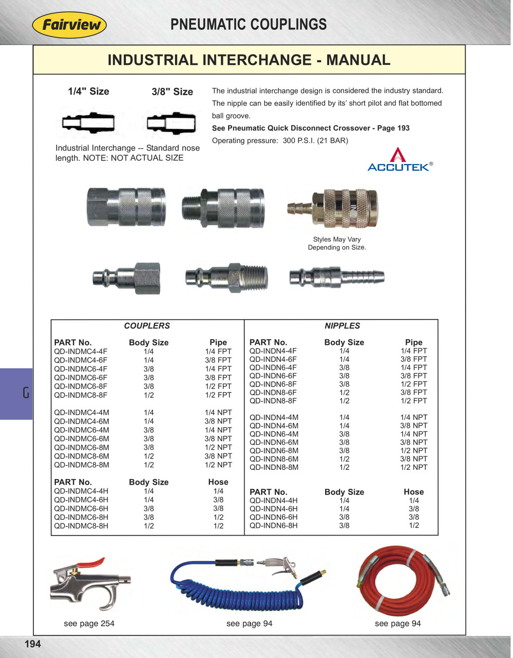 1/2 x 1/2" Steel Industrial Pneumatic Q/D Nipple - Male NPT  QD-INDN8-8M