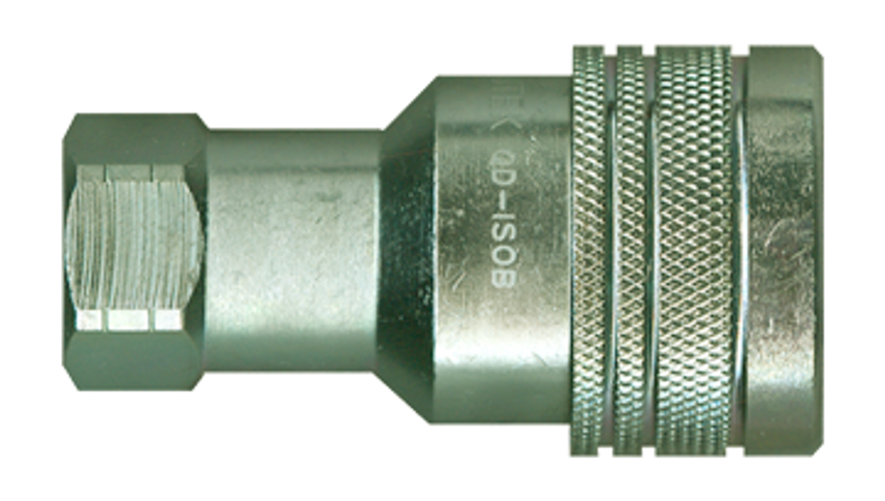 1/4 x 1/4" Steel ISO "B" Hydraulic Q/D Coupler - Female NPT  QD-ISOBC4-4F