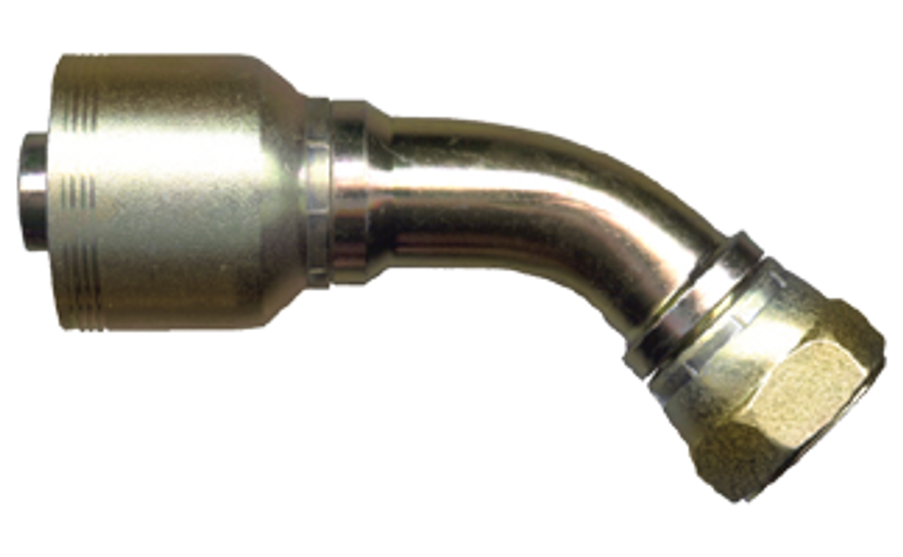 3/4 x 3/4" Koman/Parker® 71 Series Hose Crimp - Female BSPP Swivel 60° Cone 45° Elbow  SCT940BSPMS-1212