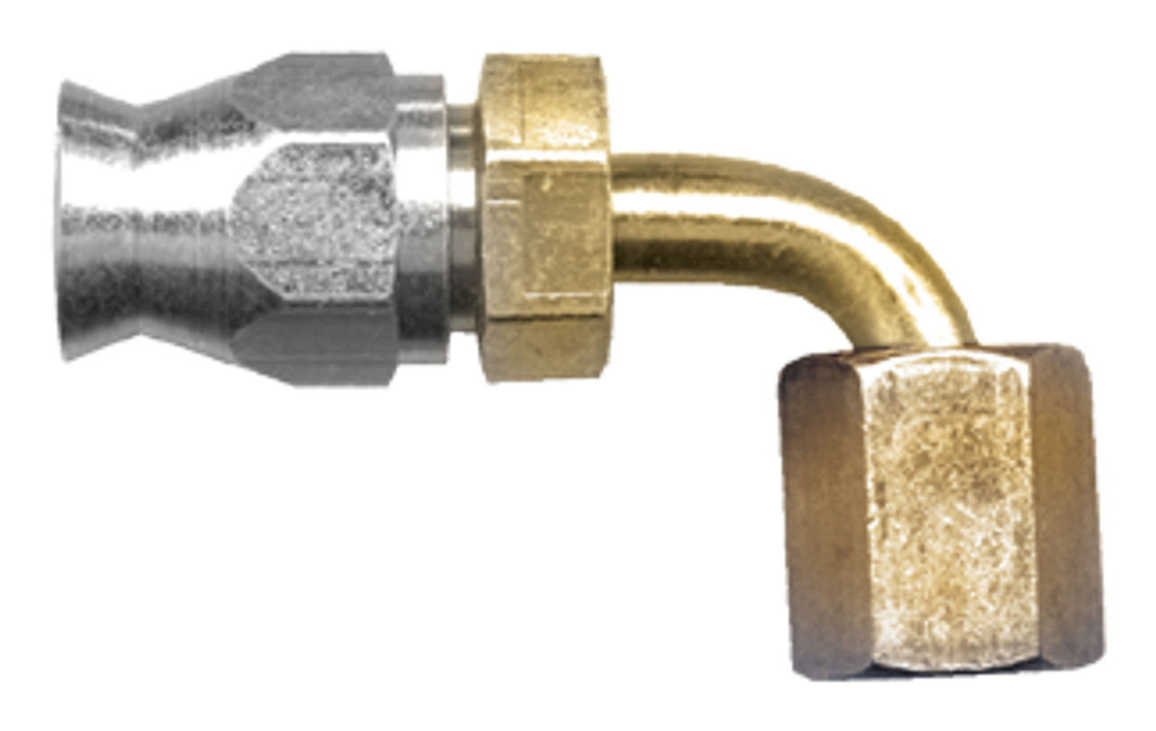 3/8 x 3/8" Brass 100R14 Reusable Hose End - Female 37° JIC Swivel 90° Elbow   SR439-66