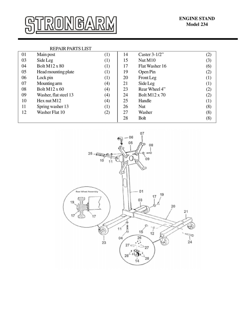 1,000 lb. Engine Stand  030352