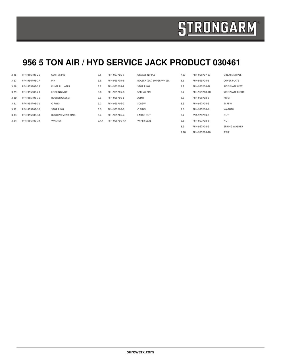 5 Ton Air/Hydraulic Heavy-duty Service Jack  030461