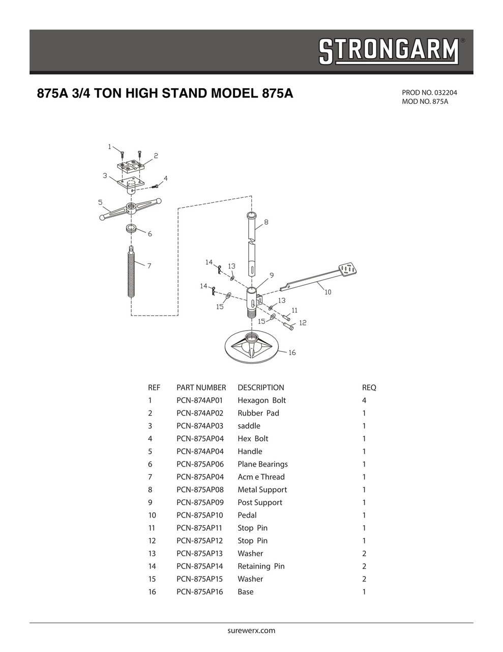3/4 Ton Under Hoist Stand  032204 3/4 Ton Under Hoist Stand  032204