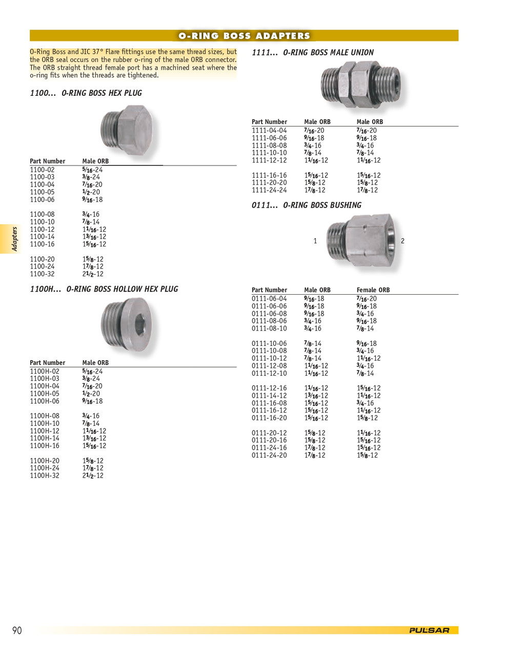 1-5/16"-12 x 3/4"-16 Steel Male ORB - Female ORB Connector  0111-16-08