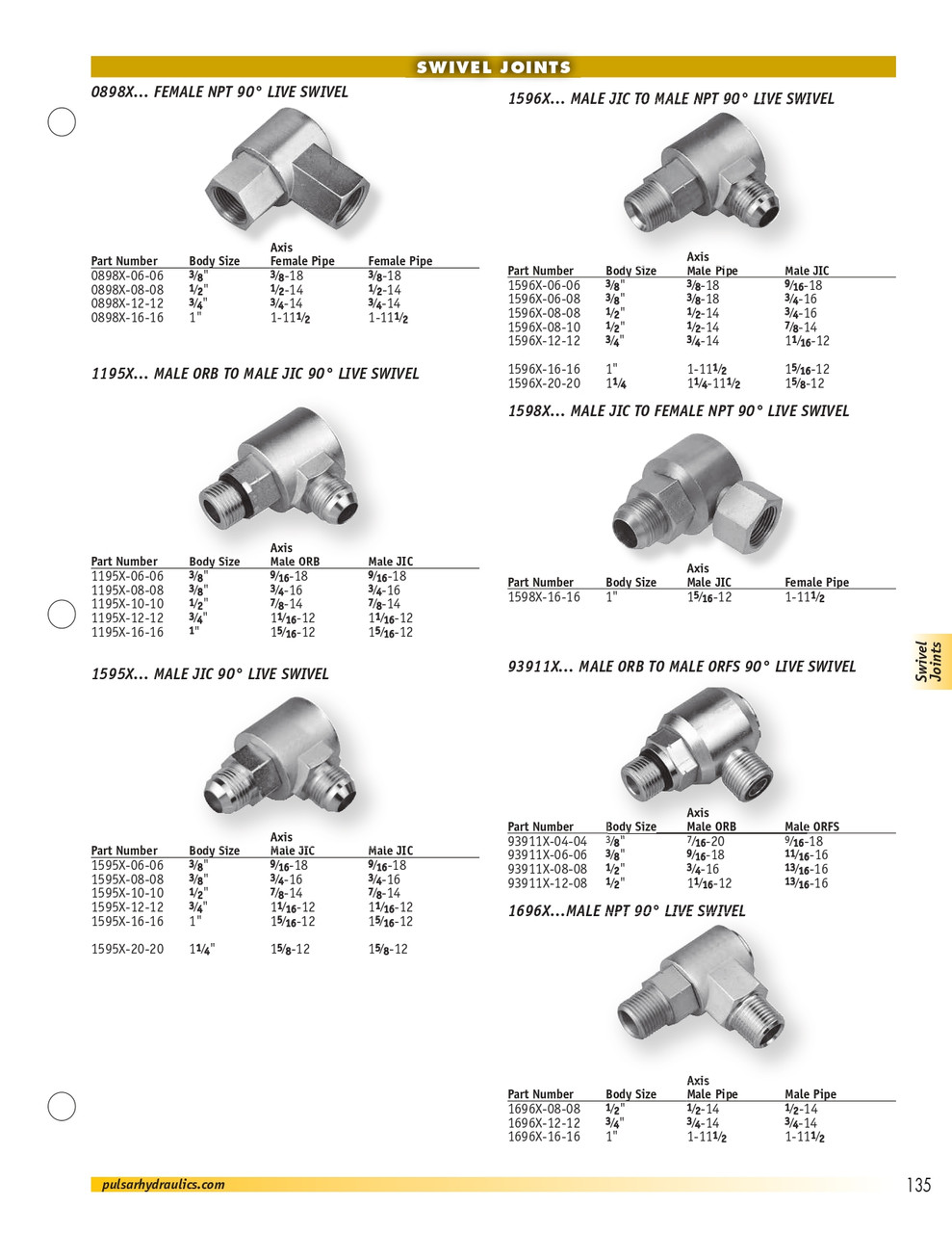 5/8 x 5/8" Steel Male 37° JIC - Male 37° JIC Live Swivel 90° Elbow  1595X-10-10