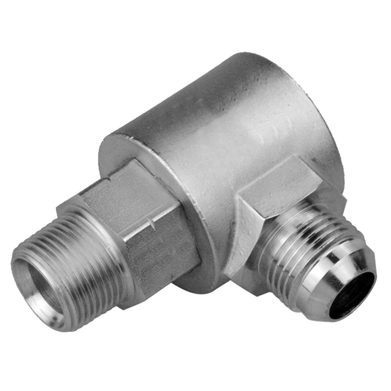 3/8 x 1/2" Steel Male NPT - Male 37° JIC Live Swivel 90° Elbow  1596X-06-08