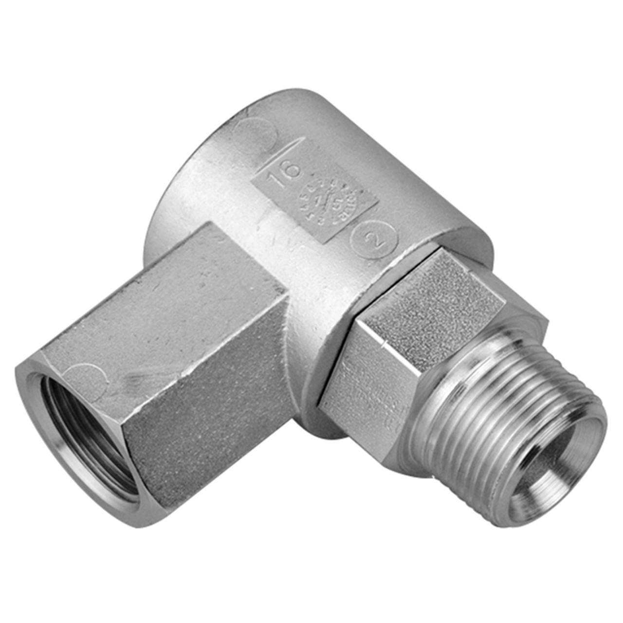 1/4 x 1/4" Steel Male NPT - Female NPT Live Swivel 90° Elbow  1698X-04-04