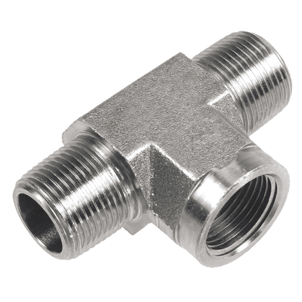 3/8 x 3/8 x 3/8" Steel Male NPT - Female NPT - Female NPT Tee  16T68-06-06