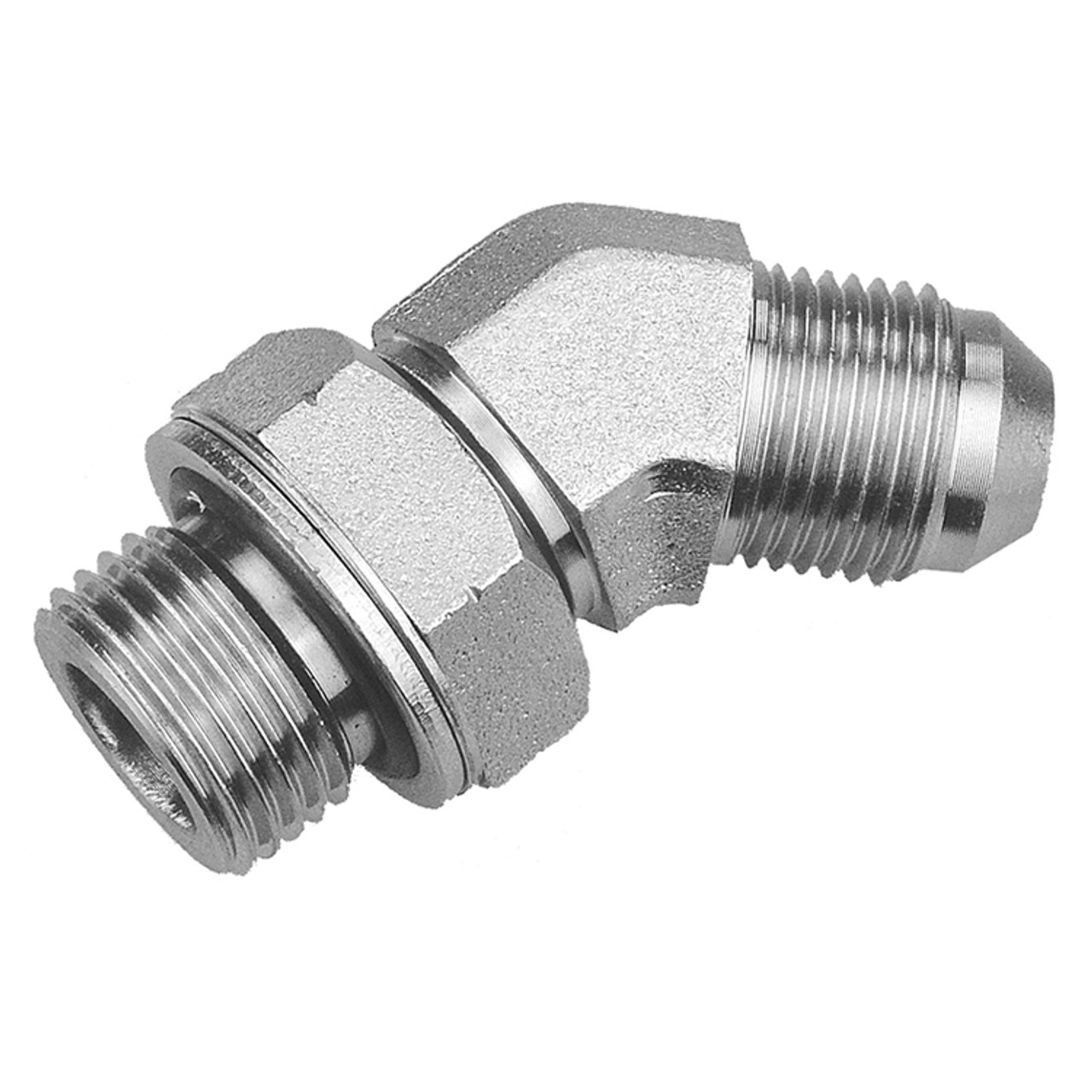 1/4 x 1/4" Steel Male BSPP - Male JIC 45° Elbow   36415A-04-04