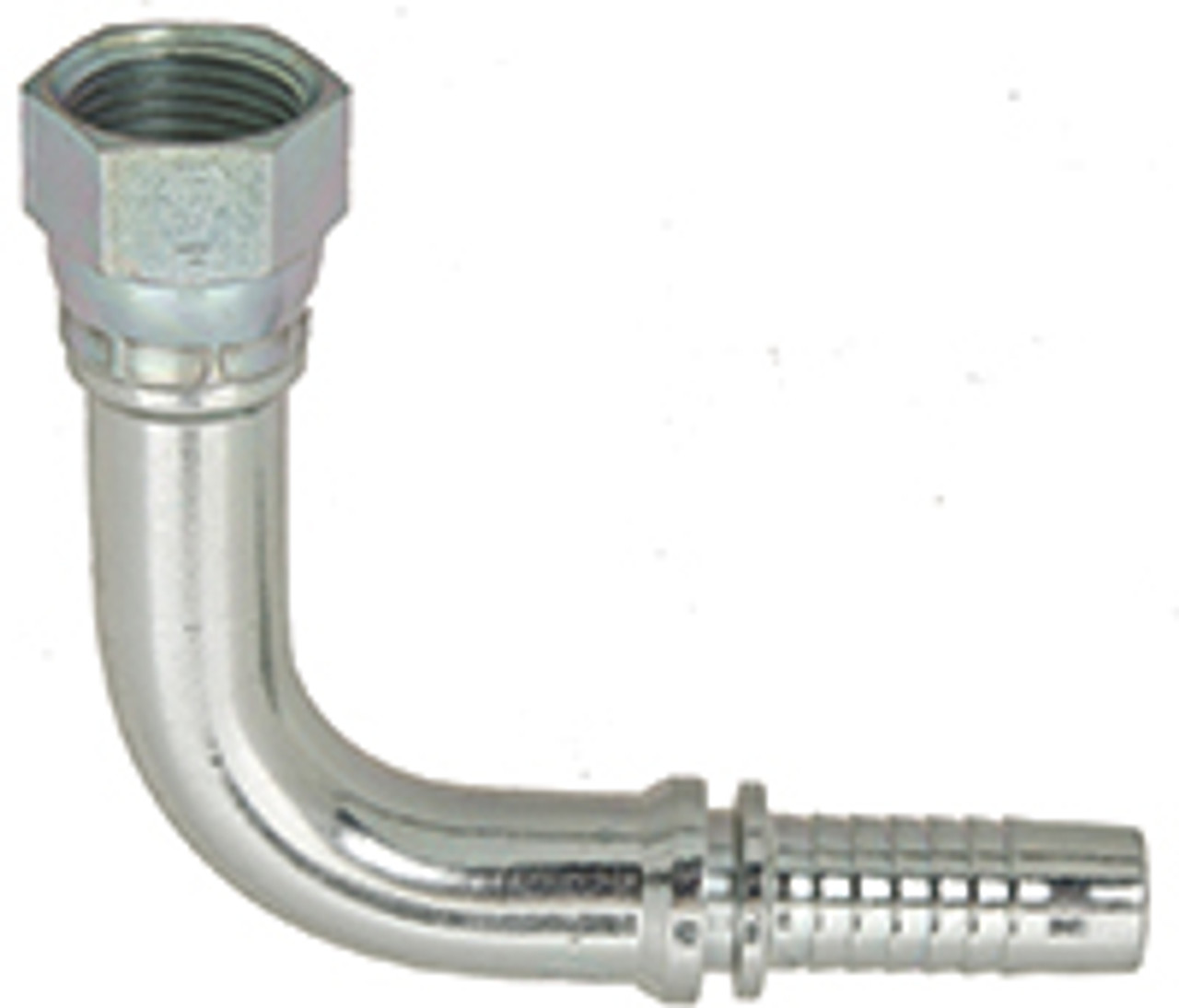 1/2 x 1/2" Pulsar 5000 Series Hose Barb - Female 37° JIC Swivel 90° Long Drop Elbow  5095L-08-08