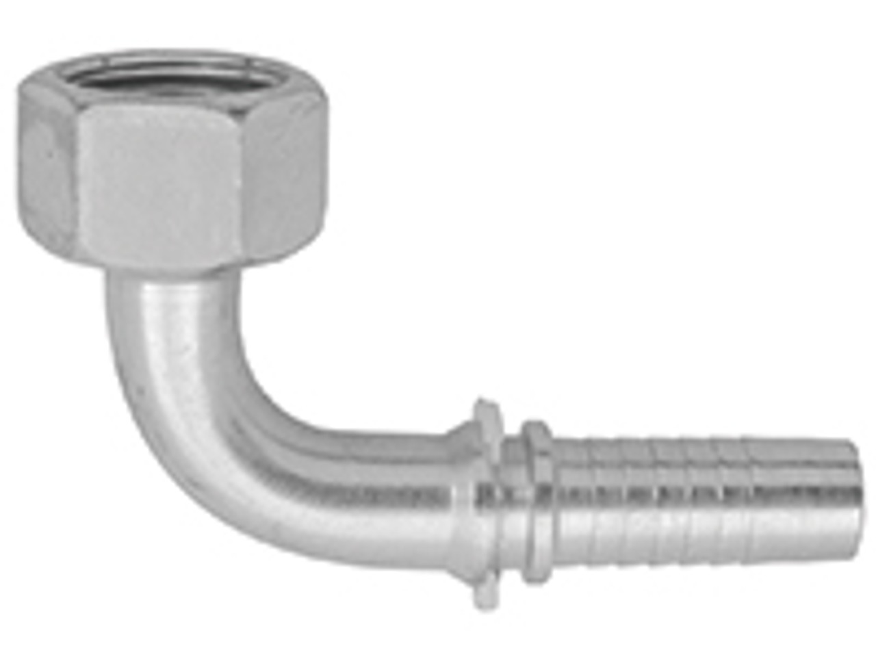 1/4 x M12-1.5 Pulsar 5000 Series Hose Barb - Female Metric Swivel 90° Elbow  50963L-06-04