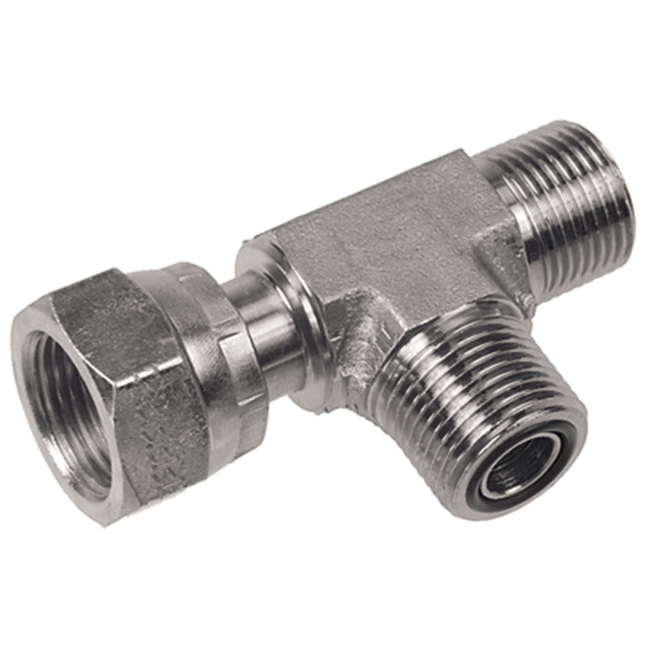 9/16"-18 x 9/16"-18 x 9/16"-18 Steel Female ORFS - Male ORFS - Male ORFS Tee  83T99-04-04
