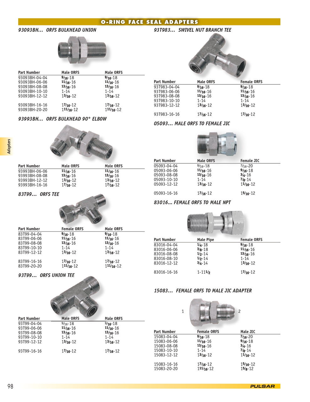 1-3/16"-12 x 1-3/16"-12 x 1-3/16"-12 Steel Female ORFS - Male ORFS - Male ORFS Tee  83T99-12-12