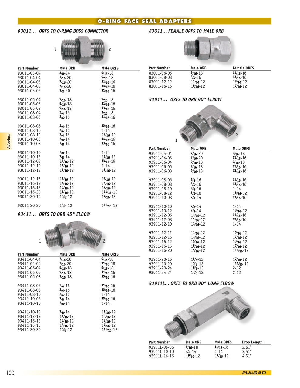 7/16"-20 x 9/16"-18 Steel Male ORB - Male ORFS 45° Elbow  93411-04-04