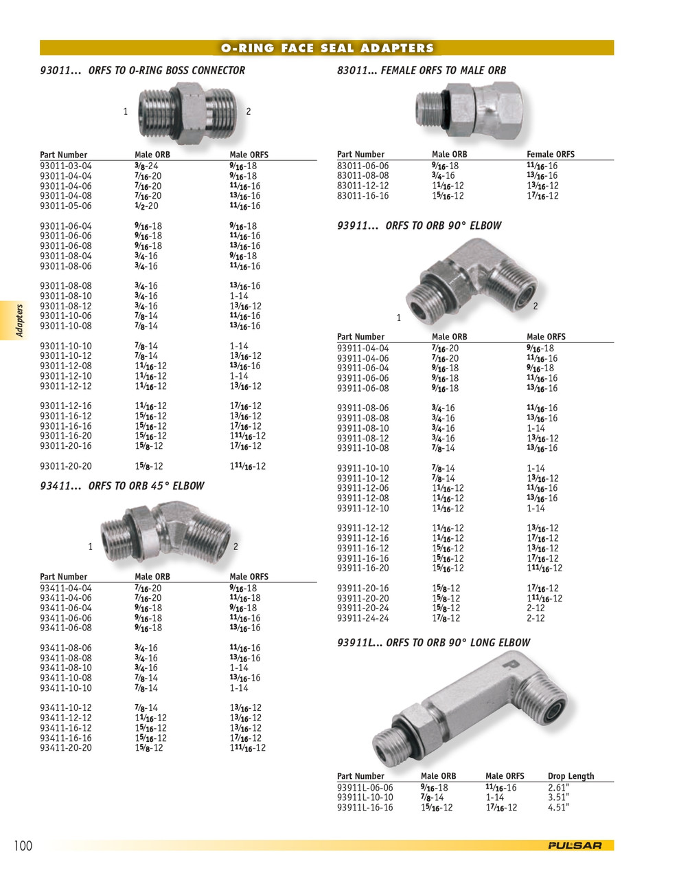 3/4"-16 x 13/16"-16 Steel Male ORB - Male ORFS 90° Elbow   93911-08-08