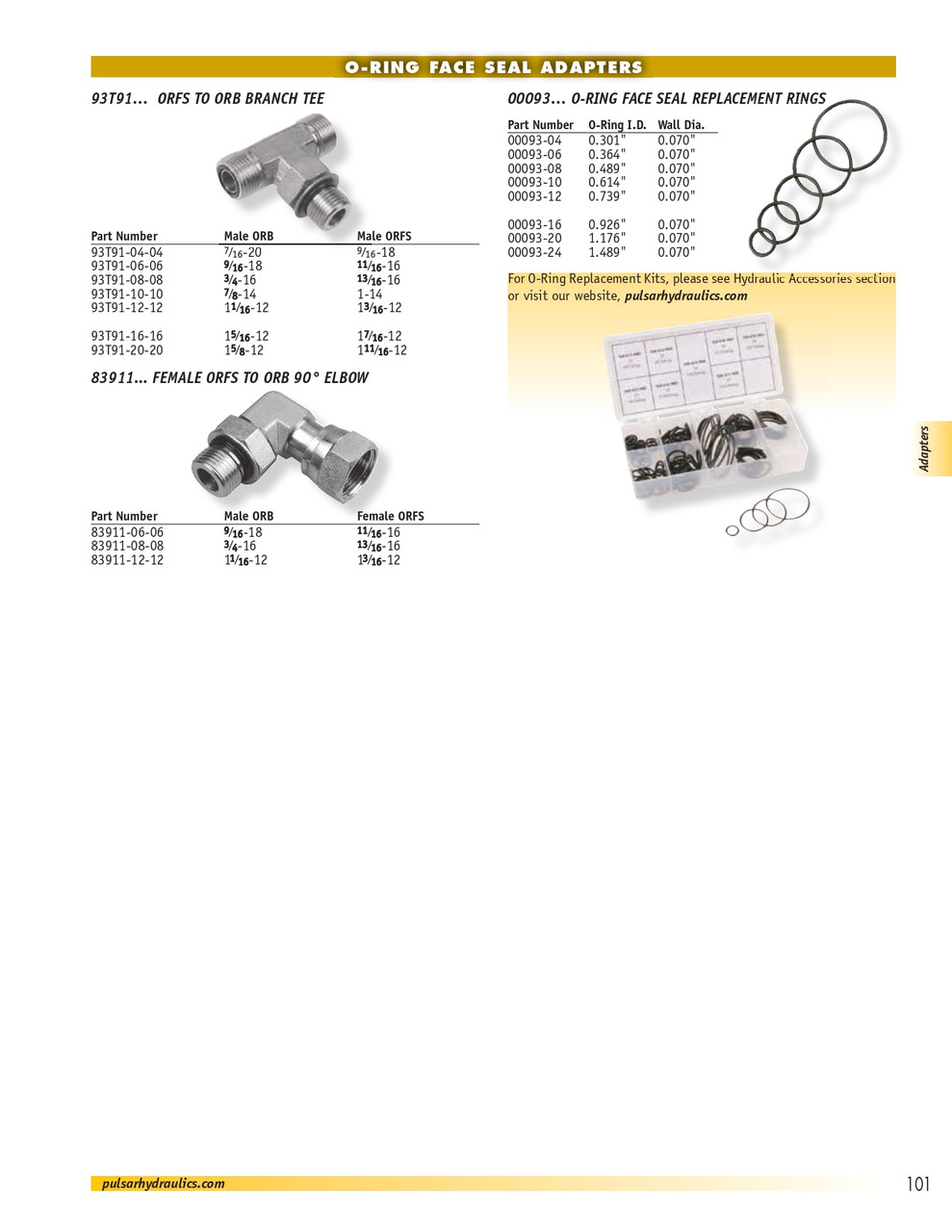 3/4"-16 x 13/16"-16 x 13/16"-16 Steel Male ORB - Male ORFS - Male ORFS Tee  93T91-08-08