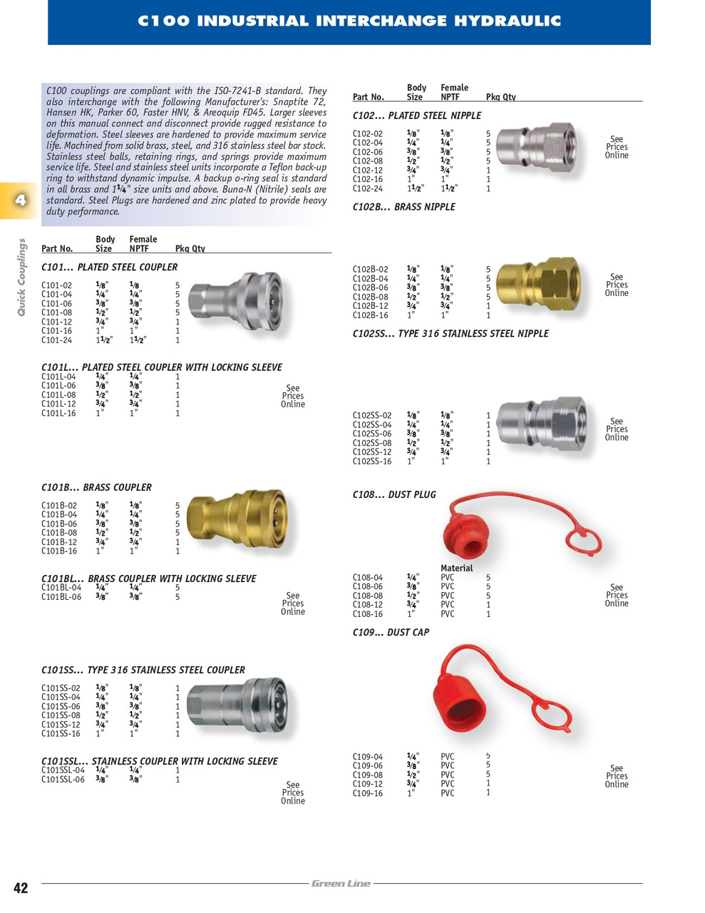 1/4 x 1/4" Brass ISO "B" Coupler - Female NPT  C101B-04