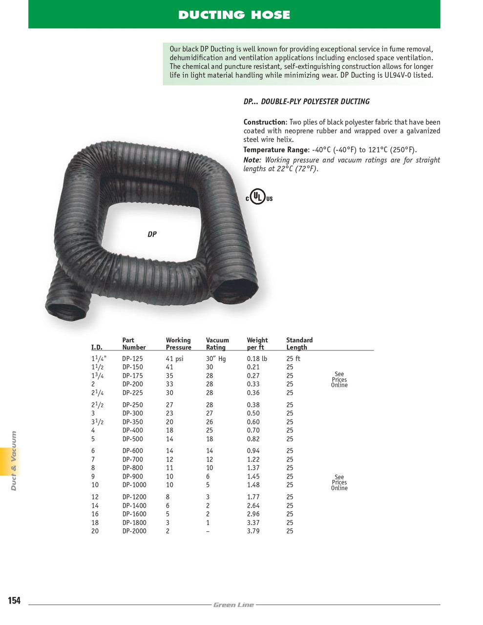 12" Double-Ply Polyester Ducting Hose   DP-1200