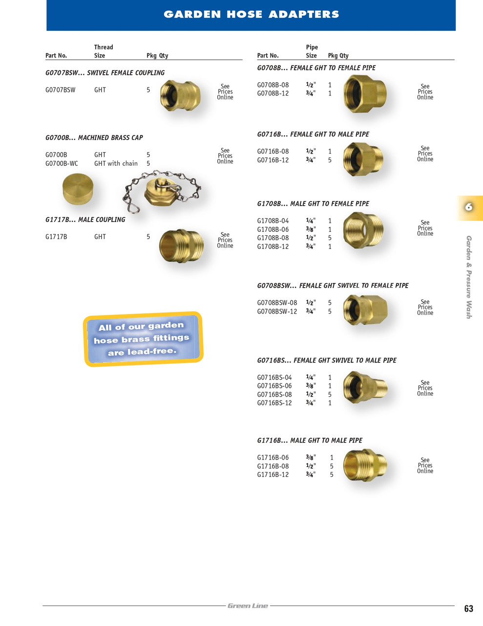 3/4"-11.5 x 1/2" Brass Female Water Hose - Female NPT  G0708B-08