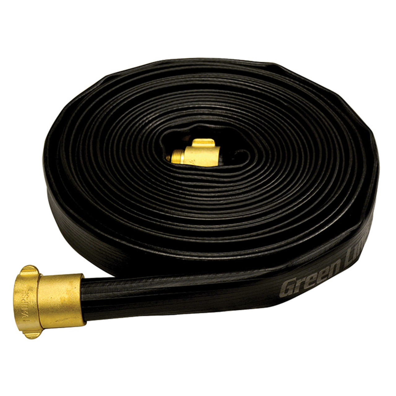 1-1/2" x 100' Black Dragon Lay-Flat Discharge Hose Assembly w/ NPSH Fittings   G1372-150B100