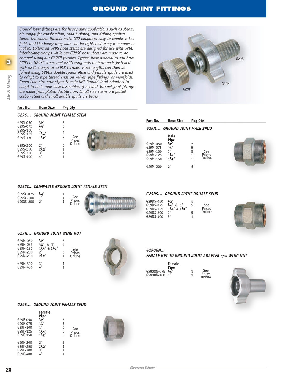 1/2" Ground Joint Double Male Spud   G29DS-050