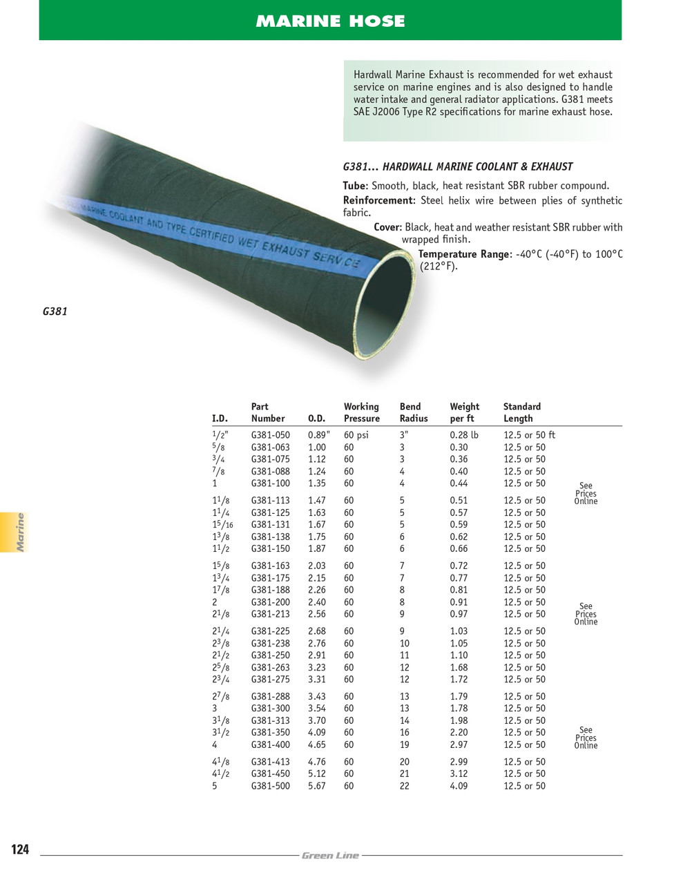 1/2" Hardwall Marine Coolant/Exhaust Hose   G381-050