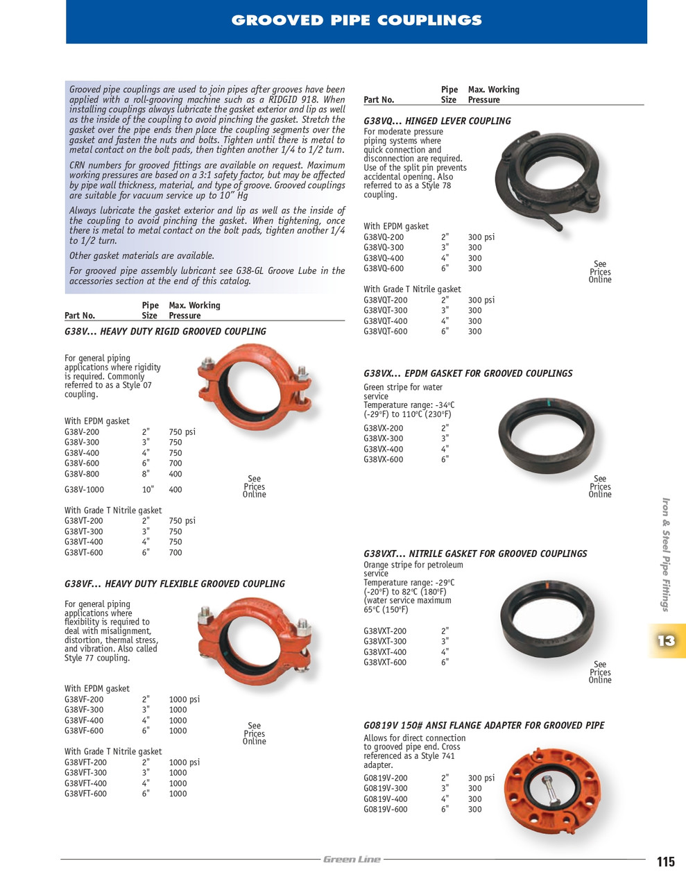 10" Rigid Grooved Coupling w/ EPDM Gasket  G38V-1000