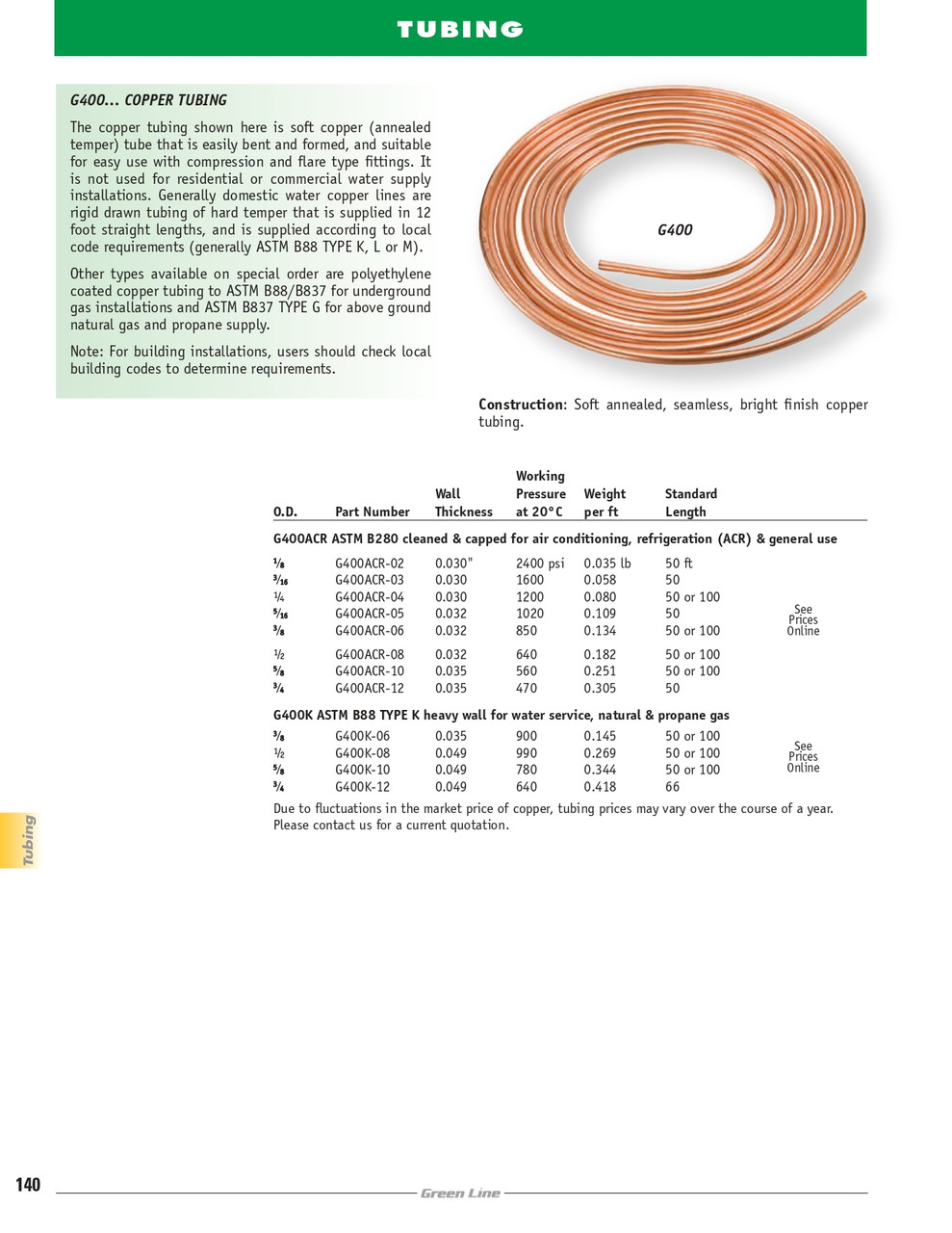 5/8" ASTM B280 Copper Tubing   G400ACR-10