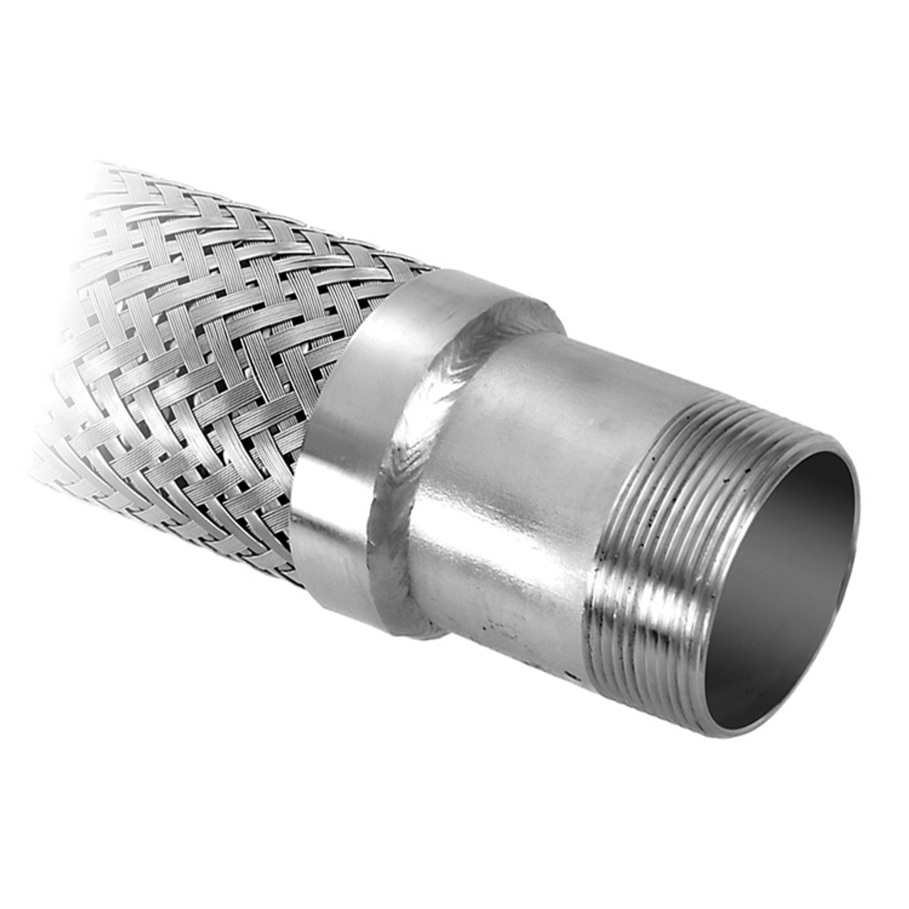 1-1/4 x 1-1/4" x 12" Stainless Steel Hose Assembly w/ 304SS Male Plain NPT Ends   G521-125MMSS-12
