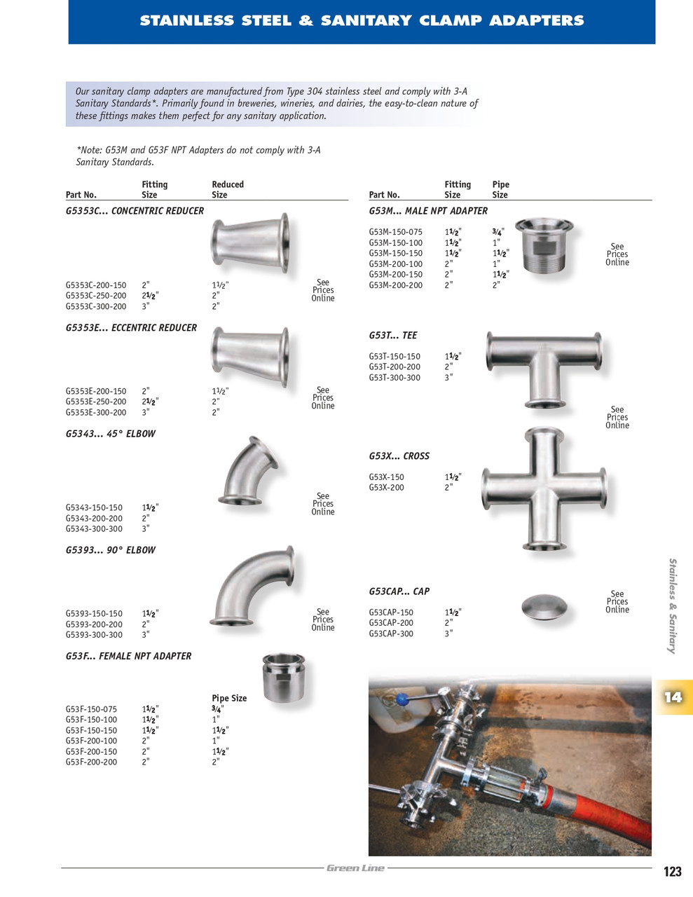 1-1/2" Sanitary 45° Clamp Elbow  G5343-150-150