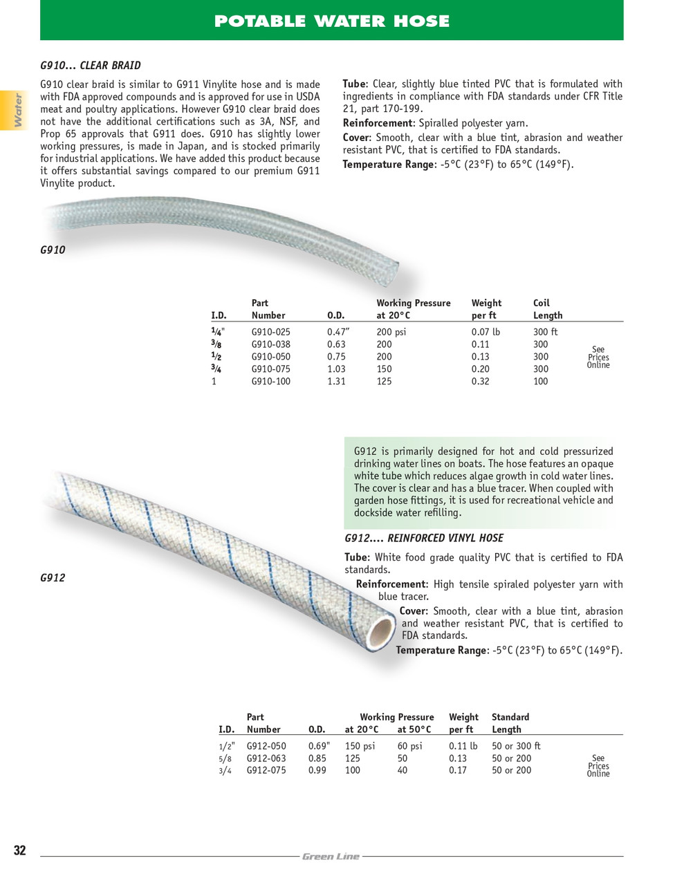 5/8" Reinforced Vinyl Potable Water Hose   G912-063