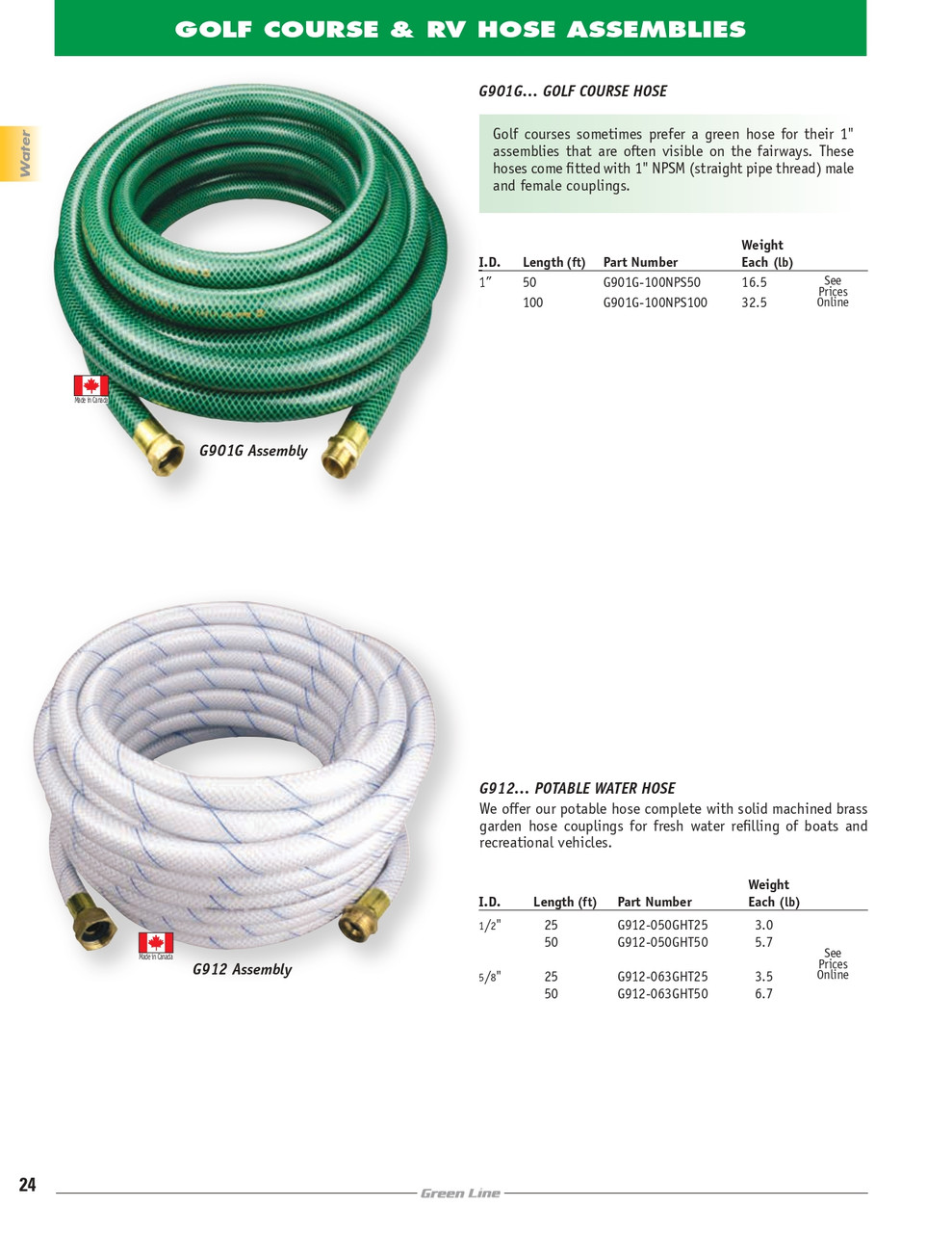 5/8" x 50' Potable Water Hose Assembly   G912-063GHT50