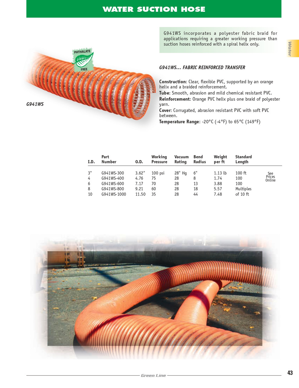 10" PVC Reinforced Transfer Hose   G941WS-1000