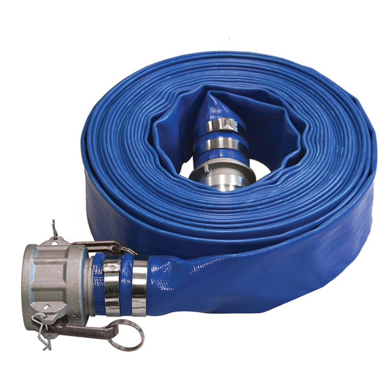 6" x 100' Blue Lay-Flat Discharge Hose Assembly   G971-600CE100