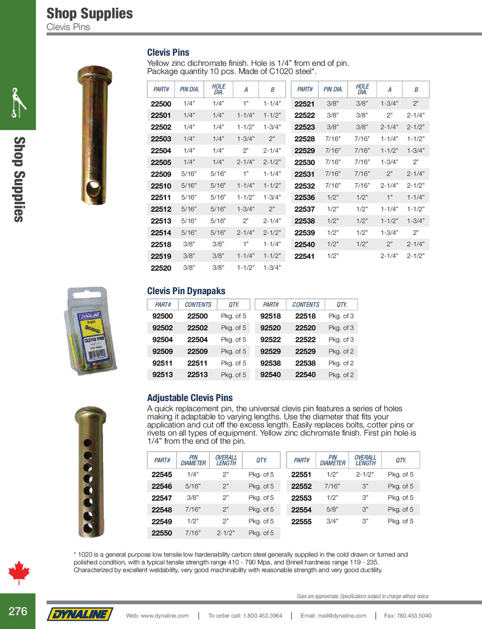 Clevis Pin 1/4 x 1" (10/pk)  22500