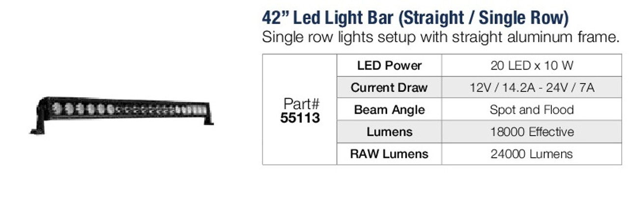42" Single Row Straight LED Light Bar @ 200W  55113
