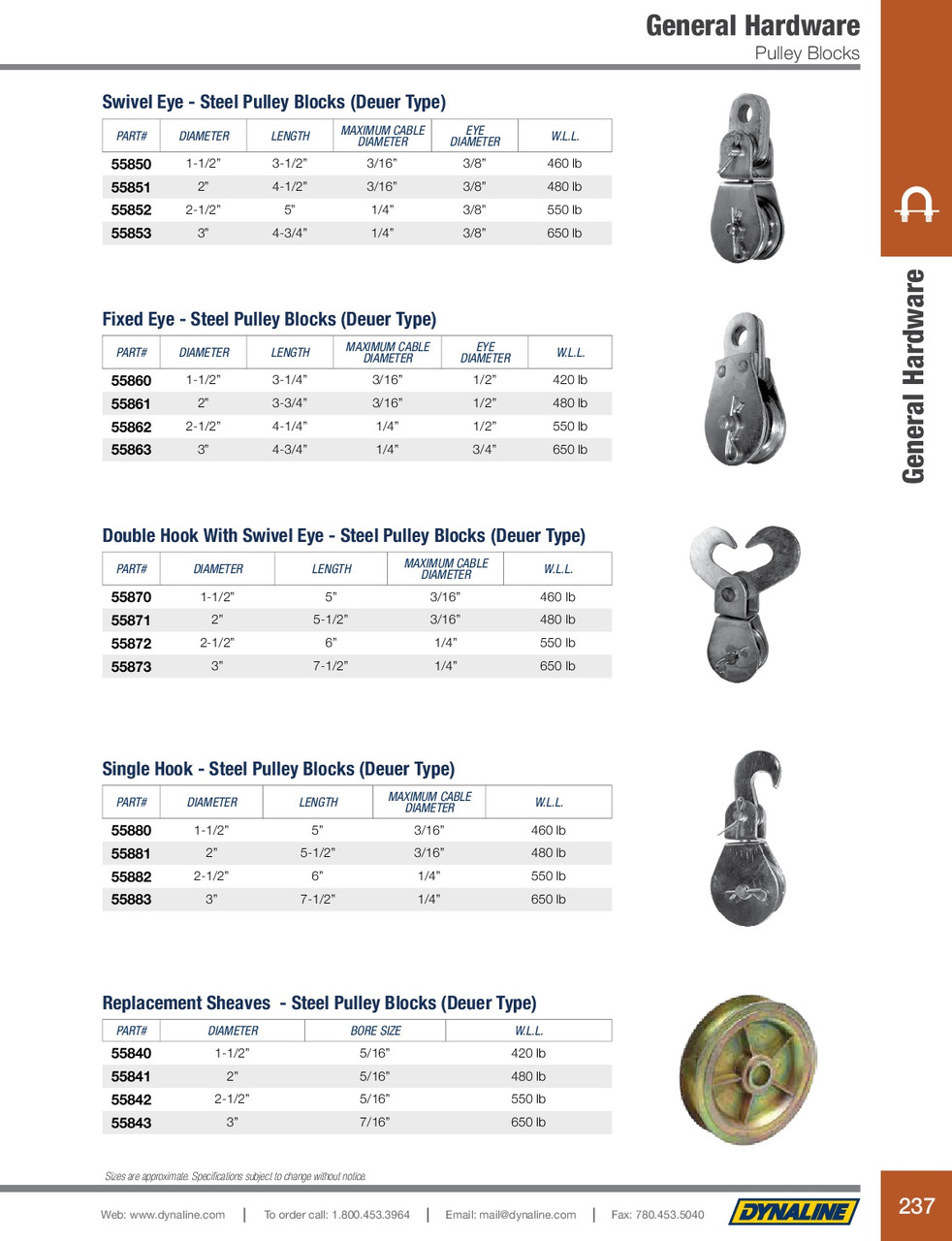 Stamped Steel Single Hook Swivel Eye Pulley Block 2-1/2"  55856