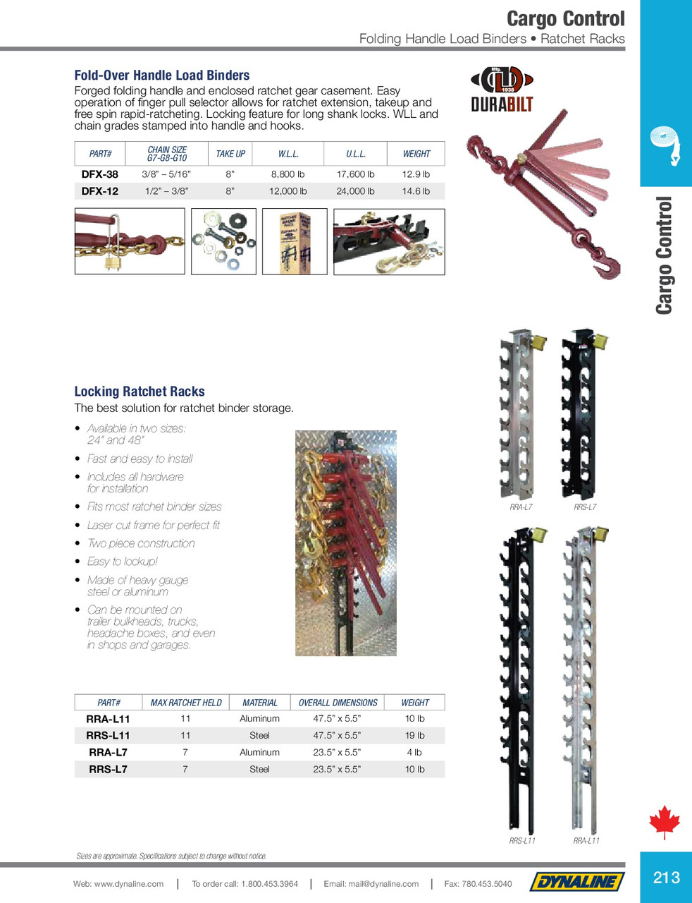 Aluminum Ratcheting Load Binder Storage Rack (11 binders)  RRA-L11