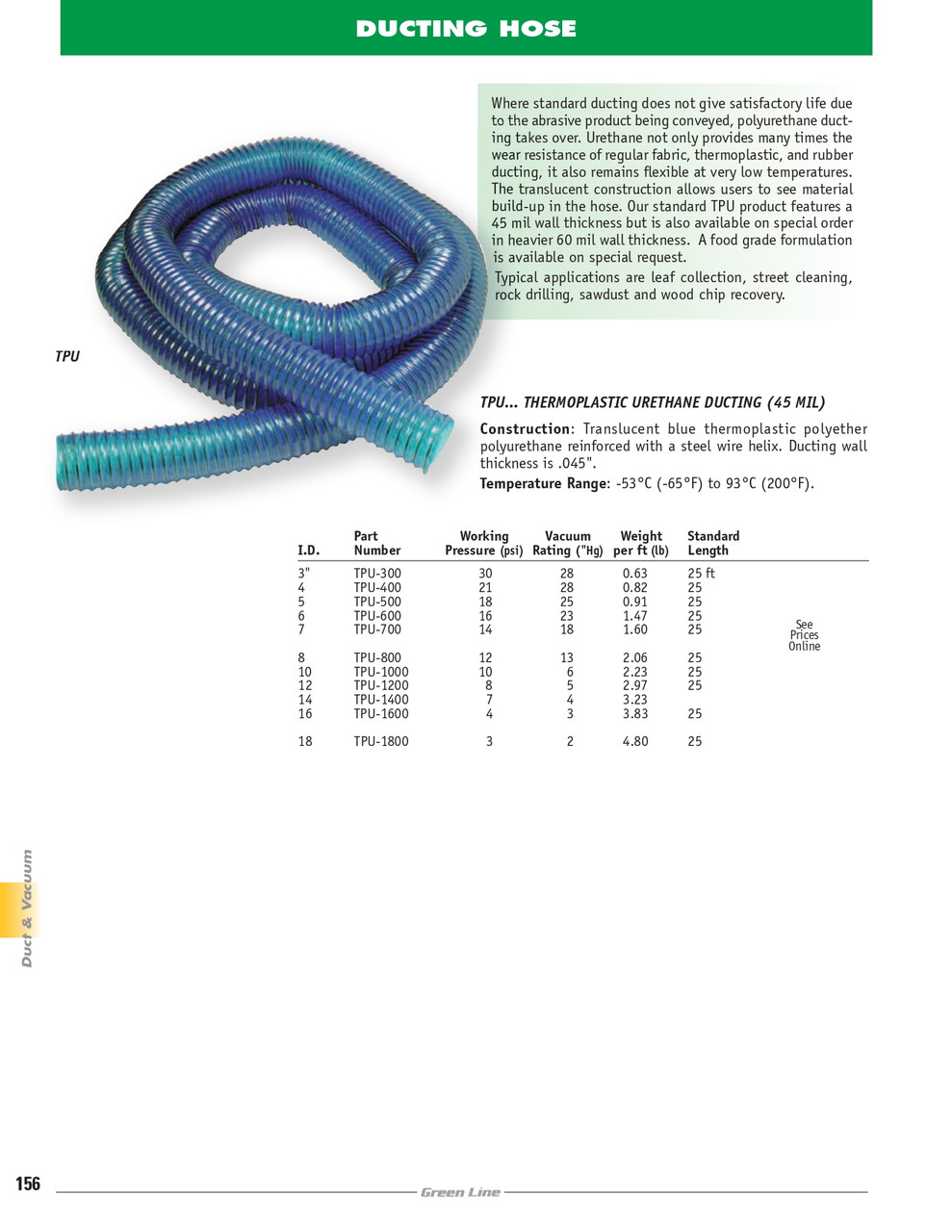 16" Thermoplastic Urethane Ducting Hose   TPU-1600