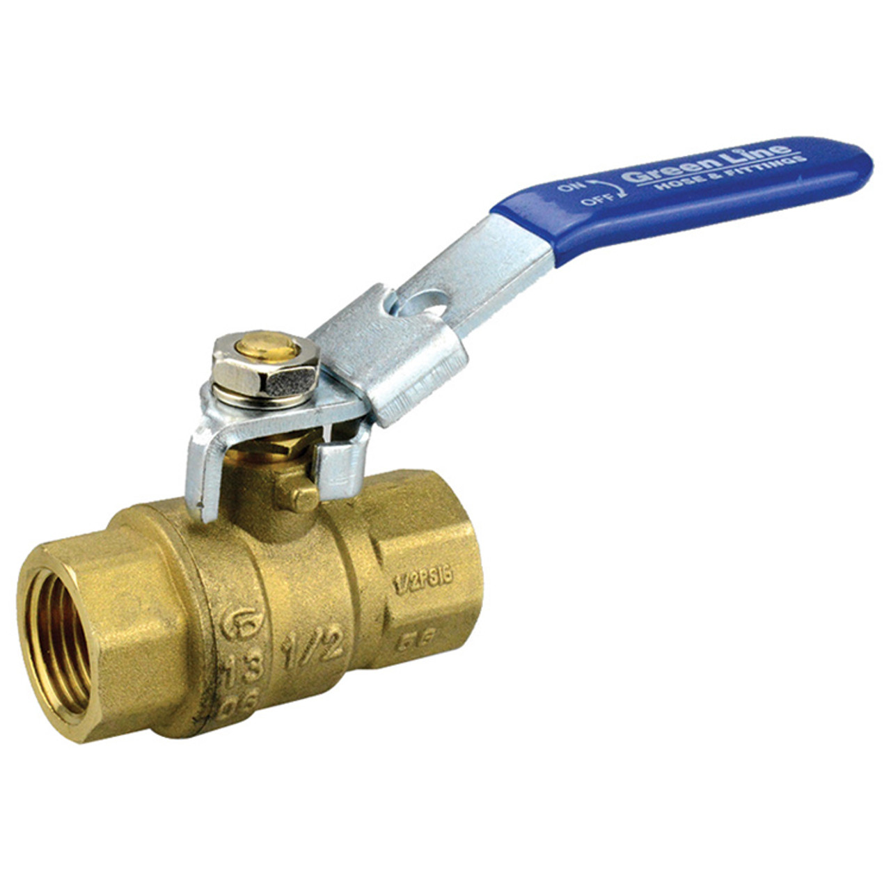 3/4" Brass Full Port 600 PSI Female NPT Ball Valve w/ Locking Handle  V202L-075