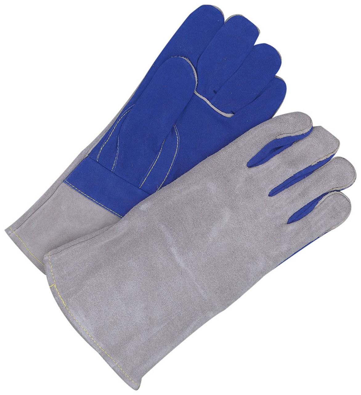 Split Cowhide Weld Gauntlet Fleece Lined Backhand Blue/Grey  60-1-4020