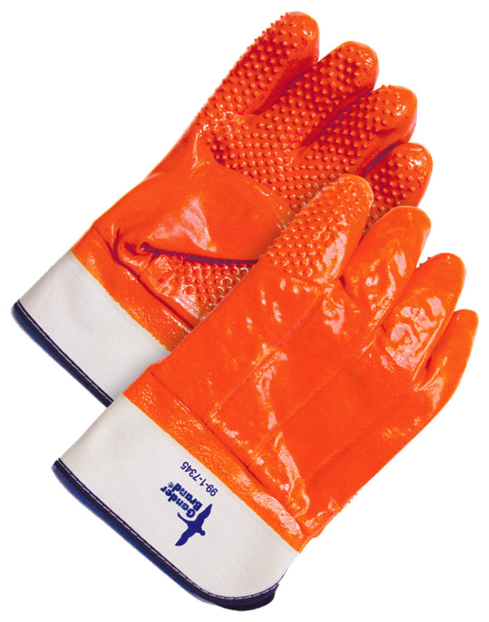 BDG® PVC Foam/Jersey Pebbled Texture Dipped Glove Hi-Viz Orange w/3" White Safety Cuff  99-1-7345