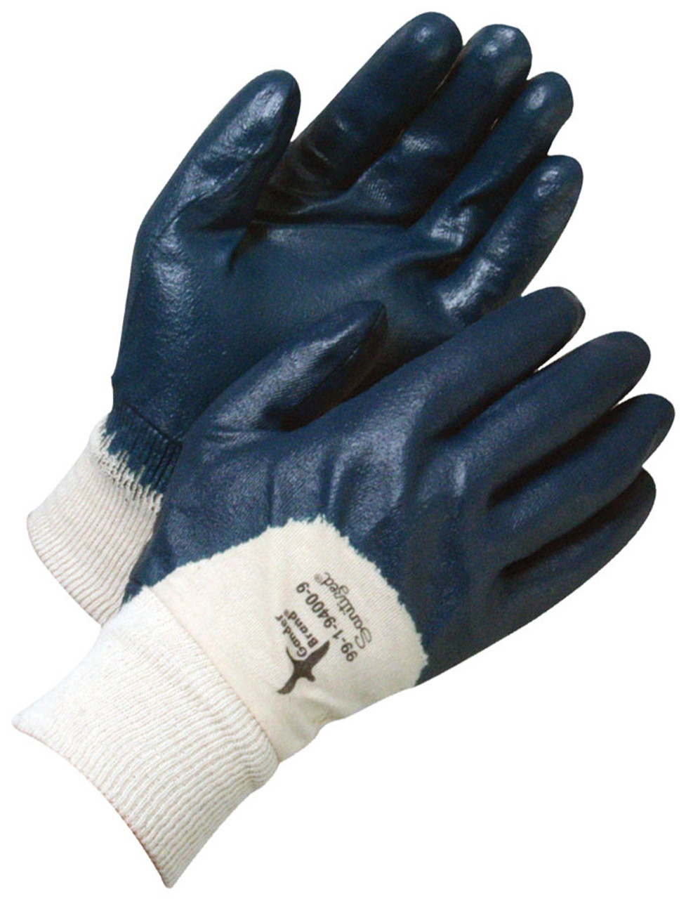 Gander® Jersey Knitwrist Blue Coated Nitrile Palm  99-1-9400