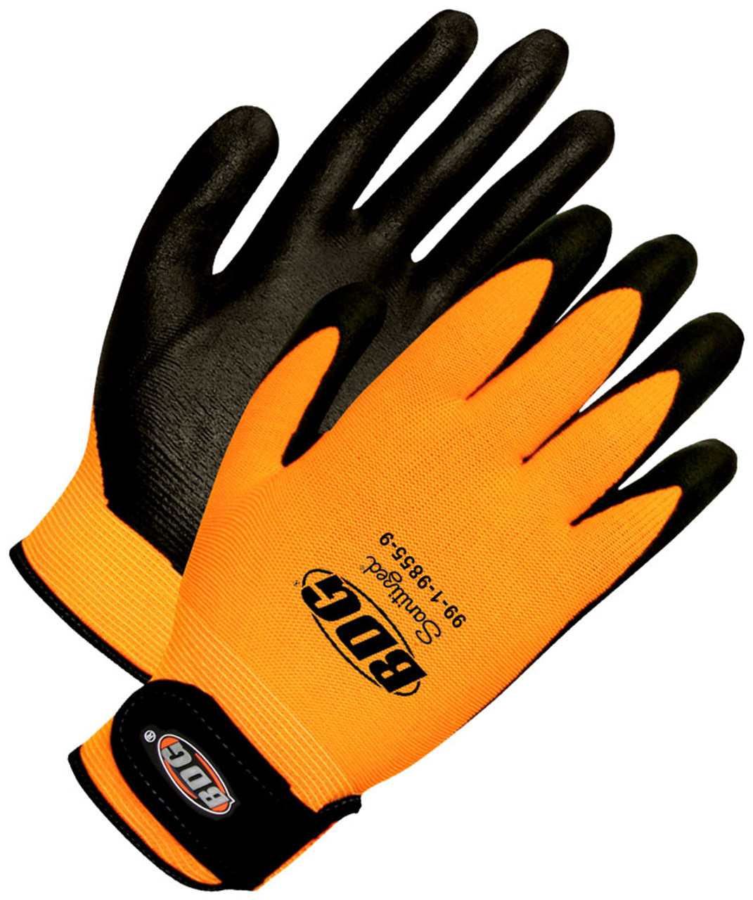 BDG® Bi-Polymer Coated Nylon Knit Glove Hi-Viz Orange/Black  99-1-9855