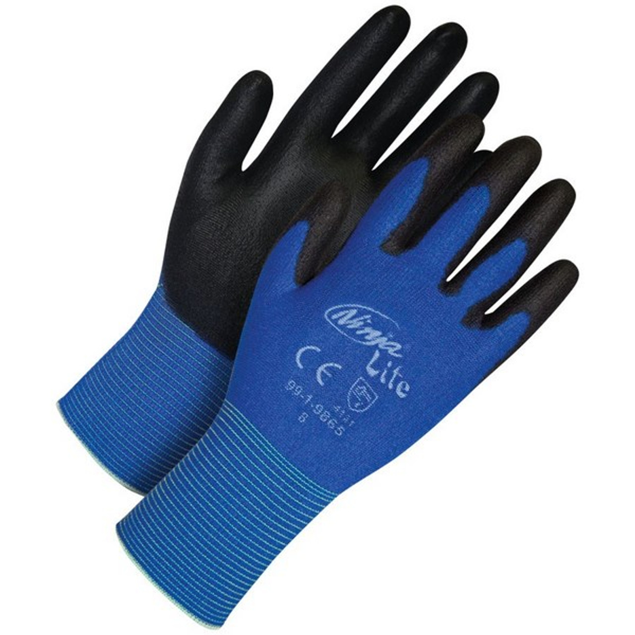 Ninja® Lite Polyurethane Coated Nylon Knit Glove Blue/Black  99-1-9865