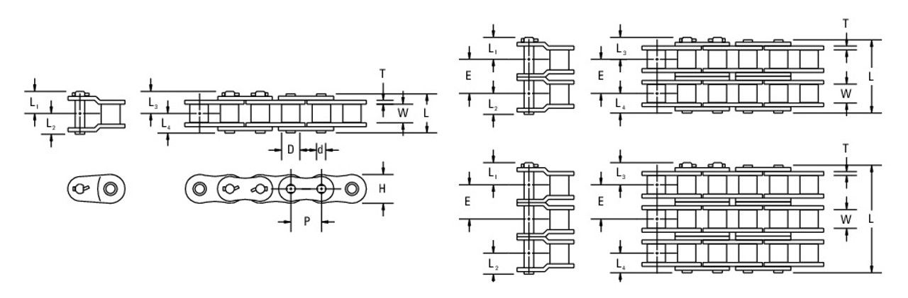 API Oil Field Cottered Roller Chain - Two Row - 10' Box  API-100-2C-10FT