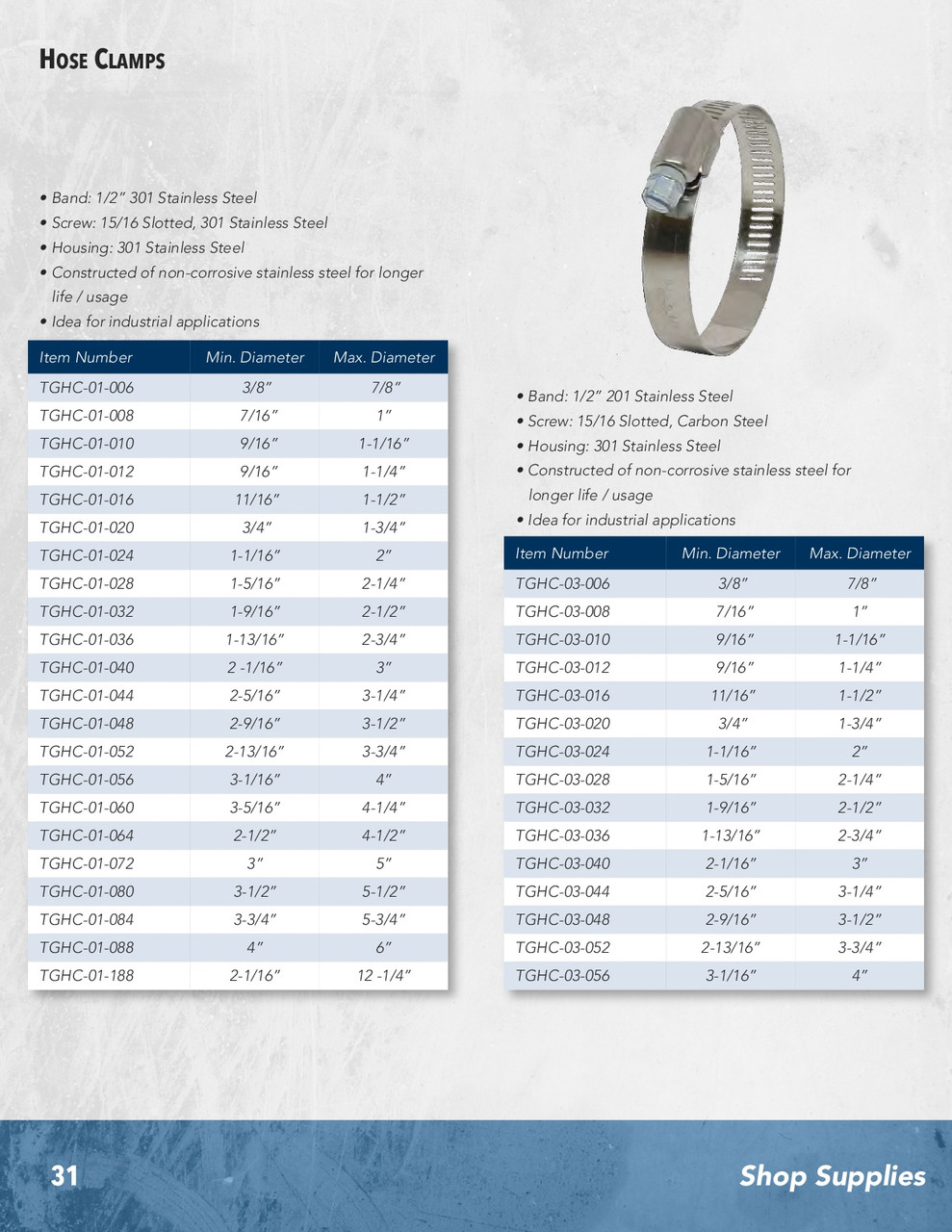 1-1/4" Worm Gear Hose Clamp  TGHC-01-020