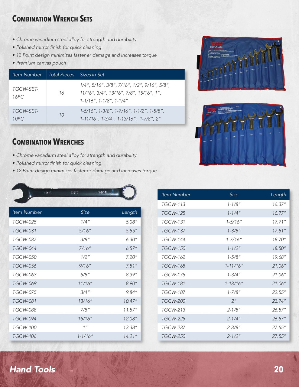 1-1/16" Combination Wrench  TGCW-106