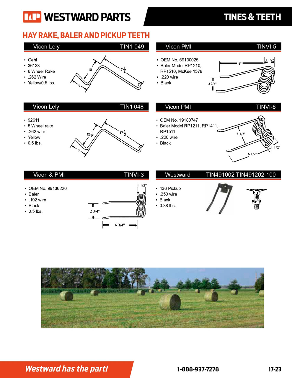 Vicon Lely Wheel Rake Tine  TIN1-049